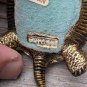 Vintage Holiday Fair Co 1971 Two Turquoise Eyed Brass Turtles Figurines Japan