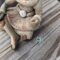 Vintage Seated Hand Made Mayan Clay Tribesman Figurine About 3" Tall