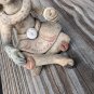 Vintage Seated Hand Made Mayan Clay Tribesman Figurine About 3" Tall