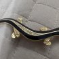 Gold Tone Black Enamel Crystal Rhinestone Salamander Brooch Pin 2.65 In.