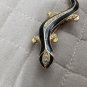 Gold Tone Black Enamel Crystal Rhinestone Salamander Brooch Pin 2.65 In.