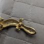 Gold Tone Black Enamel Crystal Rhinestone Salamander Brooch Pin 2.65 In.