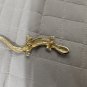 Gold Tone Black Enamel Crystal Rhinestone Salamander Brooch Pin 2.65 In.