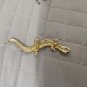 Gold Tone Black Enamel Crystal Rhinestone Salamander Brooch Pin 2.65 In.
