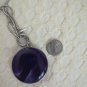 Lani pendant Large Lucite Plastic Black Blue  Swirl Round SilveyTone 34"