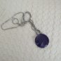 Lani pendant Large Lucite Plastic Black Blue  Swirl Round SilveyTone 34"