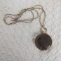 Lani pendant Large Lucite Plastic Tan brown  Swirl Round Gold Tone 34"
