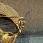 Adorable Rhinestone Cat Kitty Sitting On The Moon Brooch Pin, Goldtone