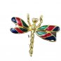 Gold Tone Enamel Dragonfly Brooch Pin Fashion Estate Jewelry - 1.5" x 1.75"