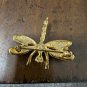 Gold Tone Enamel Dragonfly Brooch Pin Fashion Estate Jewelry - 1.5" x 1.75"