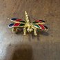 Gold Tone Enamel Dragonfly Brooch Pin Fashion Estate Jewelry - 1.5" x 1.75"