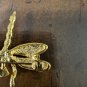Gold Tone Enamel Dragonfly Brooch Pin Fashion Estate Jewelry - 1.5" x 1.75"