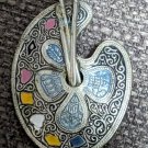 Vintage Brooch Spain Artists Palette Brushes Cloisonné Enamel Filigree Painting