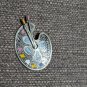 Vintage Brooch Spain Artists Palette Brushes Cloisonné Enamel Filigree Painting