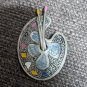 Vintage Brooch Spain Artists Palette Brushes Cloisonné Enamel Filigree Painting