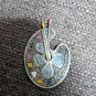 Vintage Brooch Spain Artists Palette Brushes Cloisonné Enamel Filigree Painting