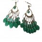 Teel Green On Silver Tone Loop Dangling Earrings