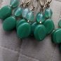 Teel Green On Silver Tone Loop Dangling Earrings