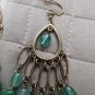 Teel Green On Silver Tone Loop Dangling Earrings