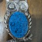 Vintage Large Statement 3.25" Wise Owl Faux Turquoise Chunky Pendant 23"Necklace
