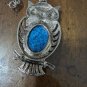 Vintage Large Statement 3.25" Wise Owl Faux Turquoise Chunky Pendant 23"Necklace