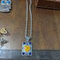 Handmade HEART Orange ZIRCON Golden Blue GEM Stone BUTTERFLY Cloisonne NECKLACE