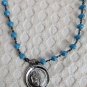 Large Faux Turquoise And Silver Tone Pendant Necklace