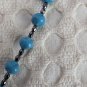 Large Faux Turquoise And Silver Tone Pendant Necklace