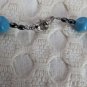Large Faux Turquoise And Silver Tone Pendant Necklace