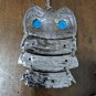 LARGE Owl Pendant & Necklace Silver Tone Costume Jewelry Necklace Blue Eye OO