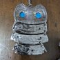 LARGE Owl Pendant & Necklace Silver Tone Costume Jewelry Necklace Blue Eye OO