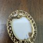 Vintage Gold frame oval shape red rose flower design Brooch pin