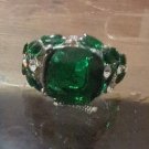 Vintage Sterling Silver .925 Green CZ Stone Bird Ring Size 9.5 Statement Piece