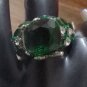 Vintage Sterling Silver .925 Green CZ Stone Bird Ring Size 9.5 Statement Piece
