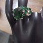 Vintage Sterling Silver .925 Green CZ Stone Bird Ring Size 9.5 Statement Piece
