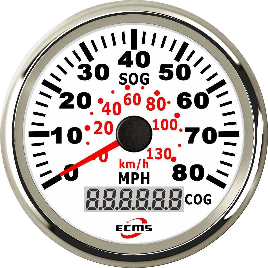 Marine Boat Auto GPS Speedometer Speed Meter Gauge 85mm 80MPH 9-32V 316L Bezel