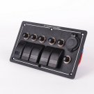 5 Gang LED Rocker Switch Panel With 12V Power Charger Marine Boat Car RV S8214