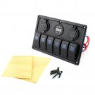 6 Gang Marine Blue Led Switch Panel With Power Socket Voltmeter And USB S229
