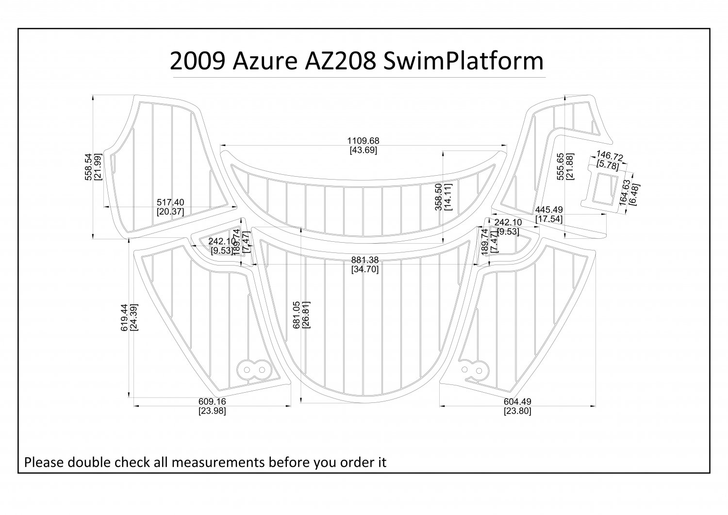 2009 Azure AZ208 Swim Platform Boat EVA Faux Foam Teak Deck Floor Pad