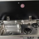 2 Burner Gas Stove Sink Combo with Glass Lid 2*1.8KW 775*365*150/120mm GR-904LS Boat RV