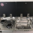 2 Burner Gas Stove Sink Combo with 2 Glass Lid 2*1.8KW 775*365*150/120mm GR-904RD Boat RV