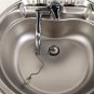 Stainless Steel Round Sink with Tempered Glass Lid &ETH;&curren;408*150mm Caravan RV FS-570