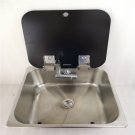 Stainless Steel Sink with Tempered Glass Lid 350*320*150mm GR-23150B Boat Caravan RV