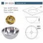 Stainless Steel Round Sink 300*130mm Polished Golden Painted RV Caravan GR-532A