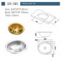 340*270*120mm Stainless Steel Sink Polished Golden Painted GR-585 RV Caravan Camper Boat