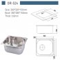 390*320*150mm Stainless Steel Hand Wash Basin Sink GR-524 RV Caravan Boat