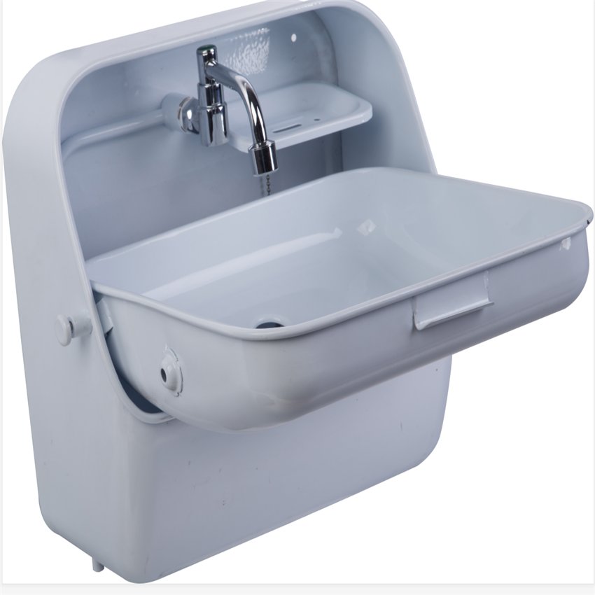 370*390*180/375mm White Painted  Folding Sink with Integrated Tap Caravan Camper RV Boat
