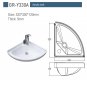 330*330*120mm Triangular White Acrylic Sink GR-Y330A Boat Caravan RV Camper