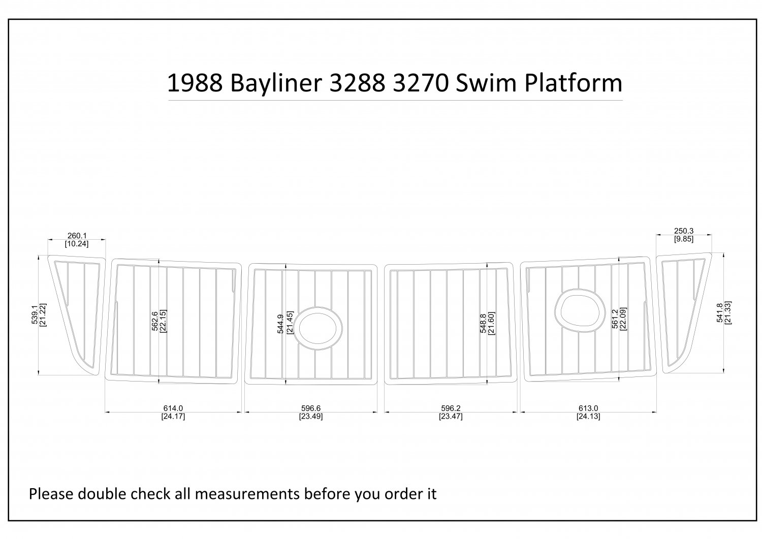 1988 Bayliner 3288 3270 Swim Platform Boat EVA Faux Foam Teak Deck Floor Pad