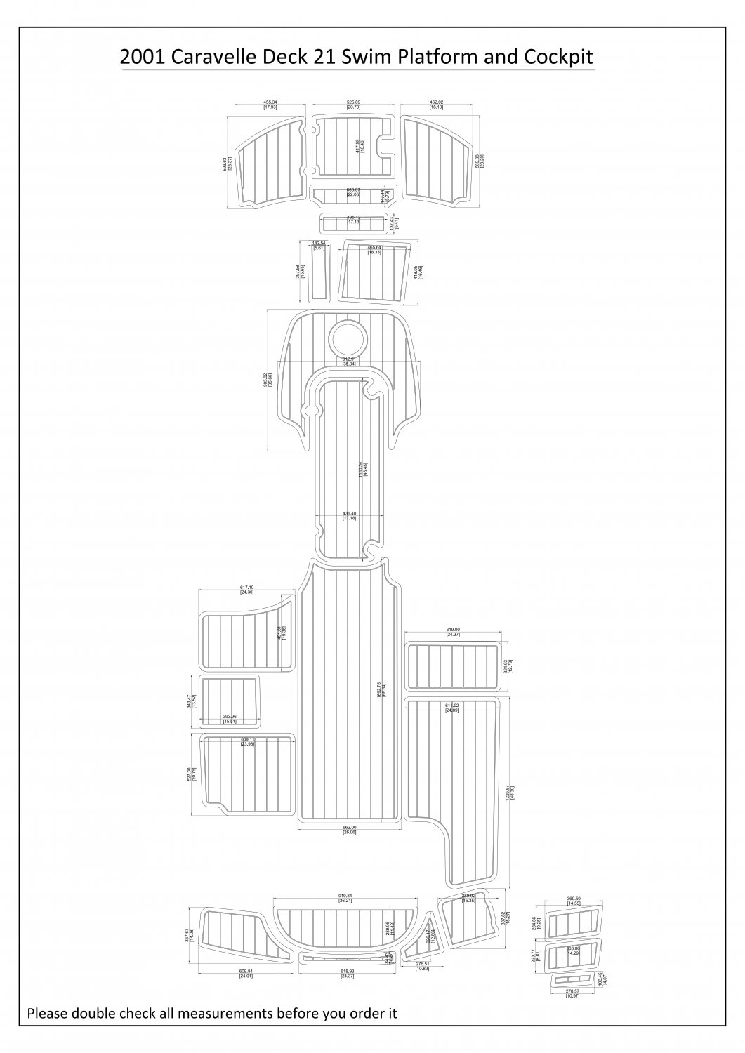 2001 Caravelle Deck 21 Swim Platform Cockpit Boat EVA Faux Foam Teak Deck Floor Pad